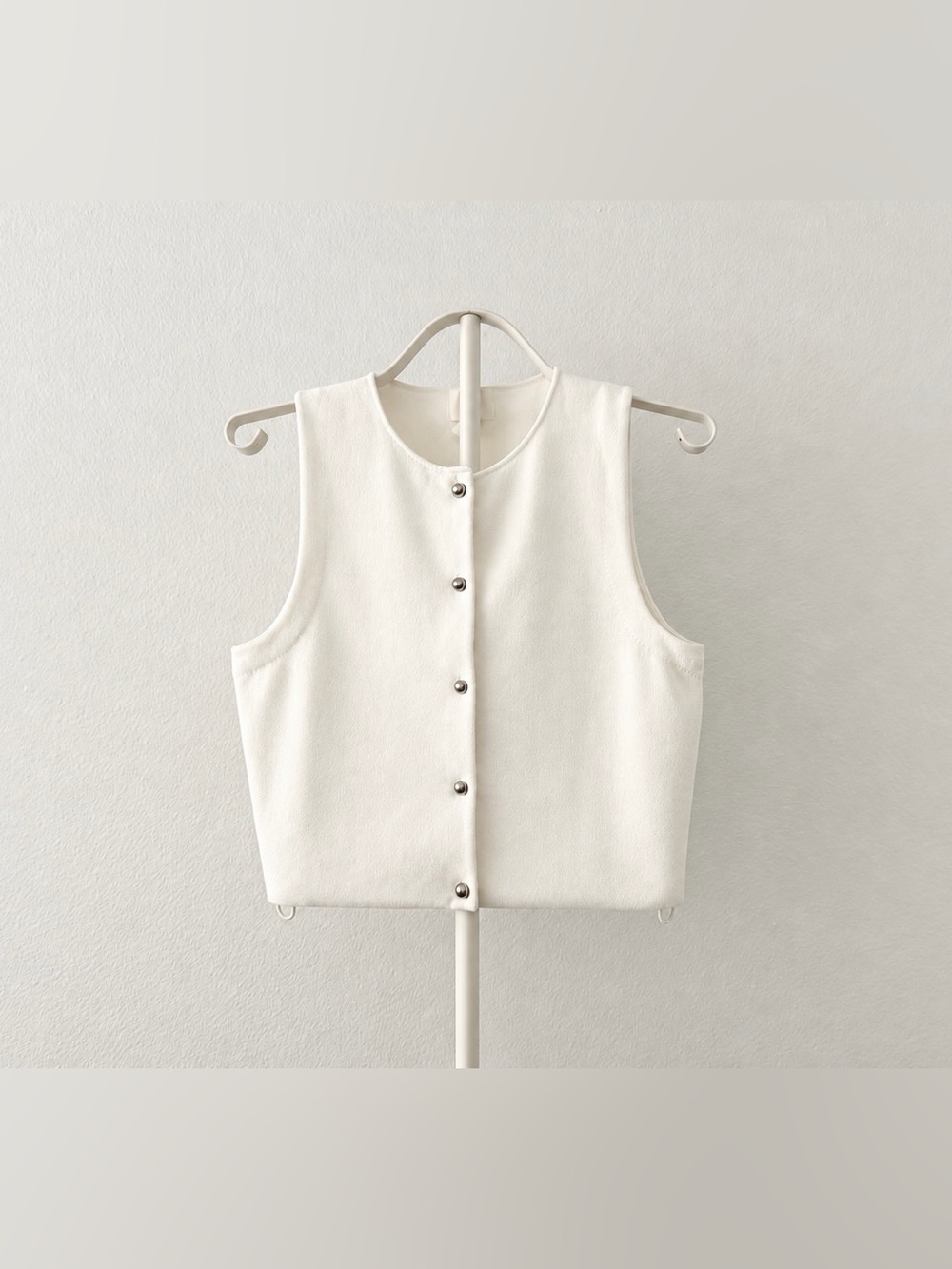 White Button-Front Sleeveless Top